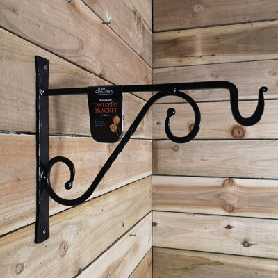 Samuel Alexander Tom Chambers Heavy Duty Handcrafted Metal 35Cm Black Twisted Wall Bracket Hook For Garden Patio Hanging Basket Planter Bird Feeder - image 1