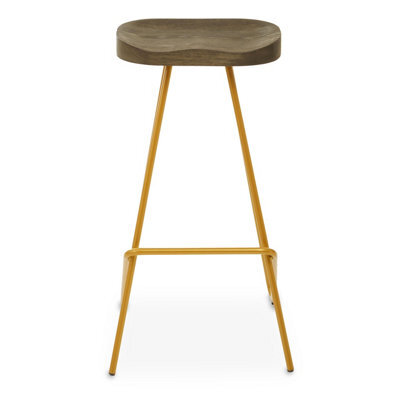 Orsina Gold Metal Frame Bar Stool, Sleek And Sturdy Kitchen Stool With Footrest, Contemporary Stool For Bar Counter - image 1