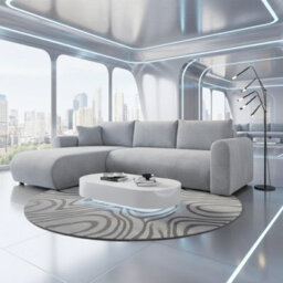 Universal Corner Sofa Bed With Storage Profiled Comfort Modern Fabric Left Or Right Hand 212 122Cm Sleeping Area Grey - thumbnail 1