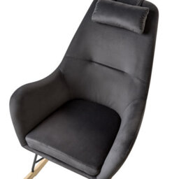 Beliani Grey Velvet Rocking Chair With Wooden Rockers And Metal Legs, W48 X D92 X H116Cm - thumbnail 5