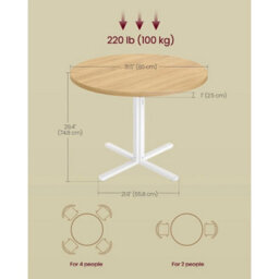 Chic Golden Oak Round Table  Farmhouse Style For 4 - thumbnail 2