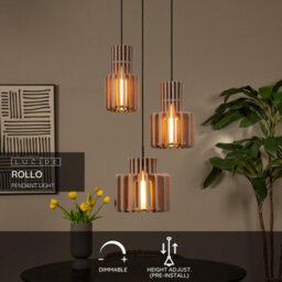 Lucide Rollo Pendant Light - 3Xe27 - Taupe - thumbnail 2