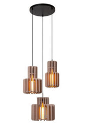 Lucide Rollo Pendant Light - 3Xe27 - Taupe - thumbnail 1
