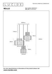Lucide Rollo Pendant Light - 3Xe27 - Taupe - thumbnail 5