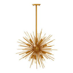 Orsina Brass Finish Metal Pendant Light, Luxe Contemporary Ceiling Light With 12 Bulb Holders - thumbnail 2