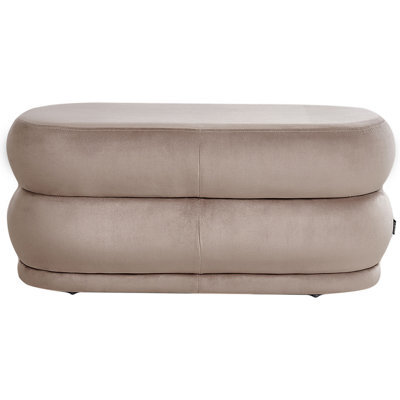 Wyld And Coco Taupe Velvet Upholstered Bed Bench - Velvetlux Rectangular Accent Seat, W90 X D41 X H40Cm - image 1