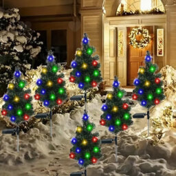 Amorly 2Pcs Solar Christmas Tree Stake Lights, Waterproof Outdoor Festive Decor For Cemetery, Pathway And Garden Xmas Holiday Styling - thumbnail 6