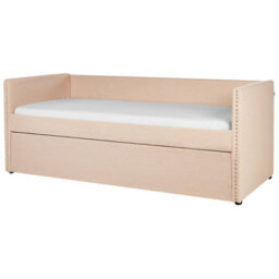 Beliani Trundle Bed Boucle Troyes 90 X 200 Cm (Eu Single) Peach Pink - thumbnail 6