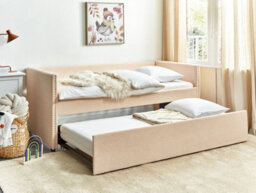 Beliani Trundle Bed Boucle Troyes 90 X 200 Cm (Eu Single) Peach Pink - thumbnail 2