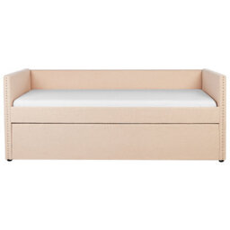 Beliani Trundle Bed Boucle Troyes 90 X 200 Cm (Eu Single) Peach Pink - thumbnail 4