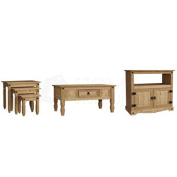 Lassic Vida Designs Corona 3 Piece Living Room Furniture Set Solid Pine Nest Of Tables, Coffee Table, Tv Unit - thumbnail 1