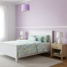 Happy Homewares Cute And Modern Lilac Cotton 10 Lamp Shade With White Woolly Pom Poms - thumbnail 6