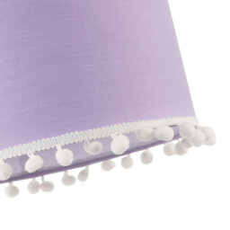 Happy Homewares Cute And Modern Lilac Cotton 10 Lamp Shade With White Woolly Pom Poms - thumbnail 3
