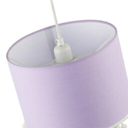 Happy Homewares Cute And Modern Lilac Cotton 10 Lamp Shade With White Woolly Pom Poms - thumbnail 4