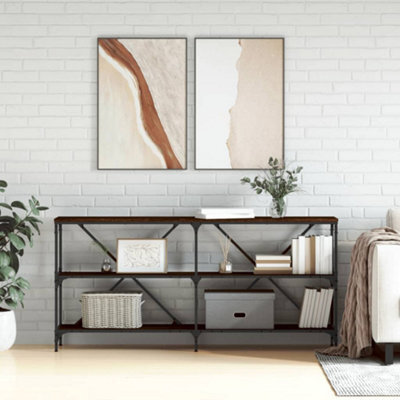 Berkfield Console Table Brown Oak 160X30X75 Cm Engineered Wood And Iron - image 1