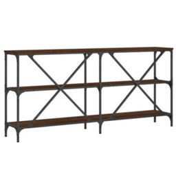Berkfield Console Table Brown Oak 160X30X75 Cm Engineered Wood And Iron - thumbnail 6