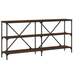 Berkfield Console Table Brown Oak 160X30X75 Cm Engineered Wood And Iron - thumbnail 2