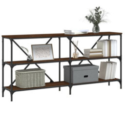 Berkfield Console Table Brown Oak 160X30X75 Cm Engineered Wood And Iron - thumbnail 3