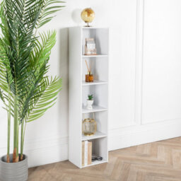 Home Treats Cube Bookshelf 5 Tier Storage Organizer White Wooden Shelving Display Open Bookcase For Home Living Room Office Bedroom Furniture - thumbnail 7