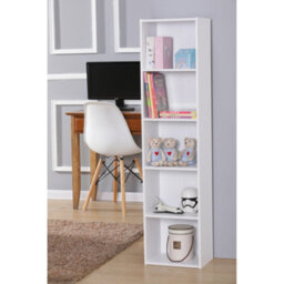 Home Treats Cube Bookshelf 5 Tier Storage Organizer White Wooden Shelving Display Open Bookcase For Home Living Room Office Bedroom Furniture - thumbnail 1