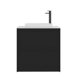 Royal Bathrooms Royal Bathroom Elmore 800mm Matt Nocturne Black Freestanding Countertop Bathroom Vanity Unit 2 Drawer With Qubix Basin - thumbnail 7