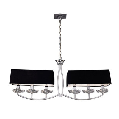 Luminosa Lighting Luminosa Akira Linear Pendant 2 Arm 6 Light E14, Polished Chrome With Black Shades - image 1