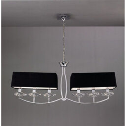 Luminosa Lighting Luminosa Akira Linear Pendant 2 Arm 6 Light E14, Polished Chrome With Black Shades - thumbnail 2
