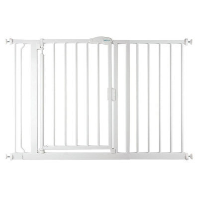 Safetots Pressure Fit Self Closing Stair Gate, 118.2Cm - 125.2Cm, White, Auto Closing Baby Gate, Safety Barrier - image 1