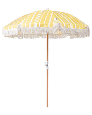 Wyld And Coco Garden Parasol 150 Cm Round Tilt - Yellow And White, Uv-Resistant Canopy - image 1