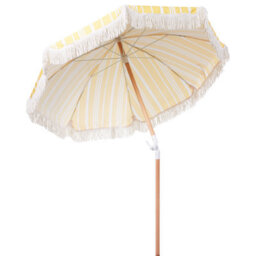 Wyld And Coco Garden Parasol 150 Cm Round Tilt - Yellow And White, Uv-Resistant Canopy - thumbnail 6