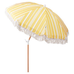 Wyld And Coco Garden Parasol 150 Cm Round Tilt - Yellow And White, Uv-Resistant Canopy - thumbnail 5