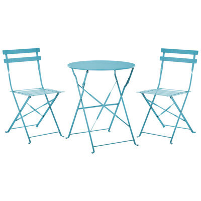 Beliani Bistro Set Folding Fiori Metal Sea Blue - image 1