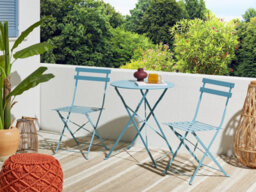 Beliani Bistro Set Folding Fiori Metal Sea Blue - thumbnail 2