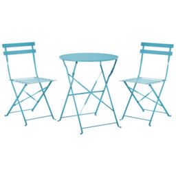 Beliani Bistro Set Folding Fiori Metal Sea Blue - thumbnail 1