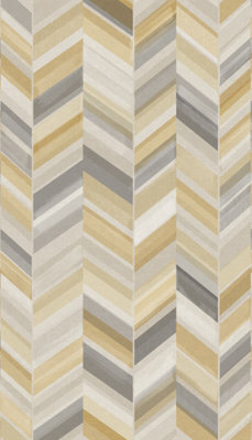 Grandeco Betti Herringbone Chevron 3 Lane Repeatable Textured Mural, 2.8 X 1.59M, Mustard Yellow - image 1