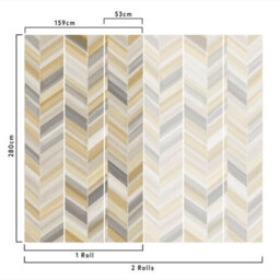 Grandeco Betti Herringbone Chevron 3 Lane Repeatable Textured Mural, 2.8 X 1.59M, Mustard Yellow - thumbnail 2