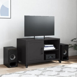 Berkfield Durable Tv Cabinet Black 68X39X43.5 Cm Steel - thumbnail 3