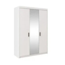 Elena 3D Mirror Wardrobe White 133X190.5 Cm Sliding Doors With Mirror Hanging Rail Shelves Fast Delivery - thumbnail 2