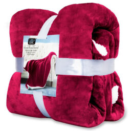 Ehc Warm & Soft Sherpa Flannel Fleece Microfiber Blanket, Double Bed, Wine - 150 Cm X 200 Cm - thumbnail 7