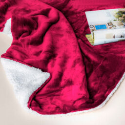 Ehc Warm & Soft Sherpa Flannel Fleece Microfiber Blanket, Double Bed, Wine - 150 Cm X 200 Cm - thumbnail 5