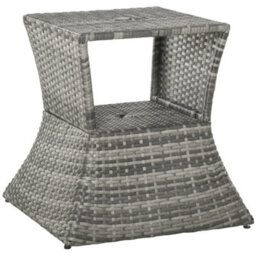 Wyld Haus Toka Grey Rattan Outdoor Bistro Table With Parasol Hole And Shelf - 54 X 55 Cm - thumbnail 2