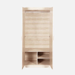 Sweeek - Dressing Room 2-Door Wardrobe With Hanging Space And Linear Storage Units Laminated Panels And Spruce Legs W 80 X D 48 - thumbnail 2