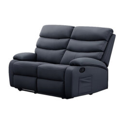 Kidsaw 2 Seater Manual Recliner Sofa Dark Grey Pu Fabric - thumbnail 2
