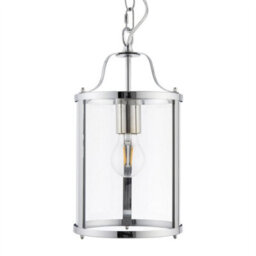 First Choice Lighting Set Of 2 Chester - Chrome Lantern Style Adjustable Pendant Lights - thumbnail 2
