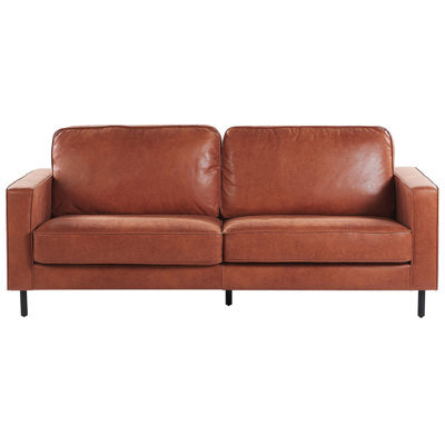Beliani Sofa 3 Seater Savalen Faux Leather Golden Brown - image 1