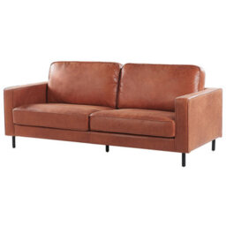 Beliani Sofa 3 Seater Savalen Faux Leather Golden Brown - thumbnail 5