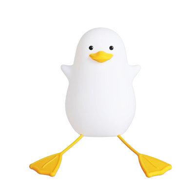 Amorly 1 Pack White Yellow Beak Duck Night Light, Rechargeable Silicone Tap Control Lamp, Cute Duck Bedside Nightlight For Kids - image 1