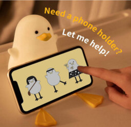 Amorly 1 Pack White Yellow Beak Duck Night Light, Rechargeable Silicone Tap Control Lamp, Cute Duck Bedside Nightlight For Kids - thumbnail 3