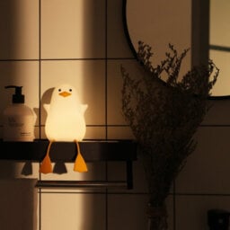 Amorly 1 Pack White Yellow Beak Duck Night Light, Rechargeable Silicone Tap Control Lamp, Cute Duck Bedside Nightlight For Kids - thumbnail 6