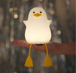 Amorly 1 Pack White Yellow Beak Duck Night Light, Rechargeable Silicone Tap Control Lamp, Cute Duck Bedside Nightlight For Kids - thumbnail 5